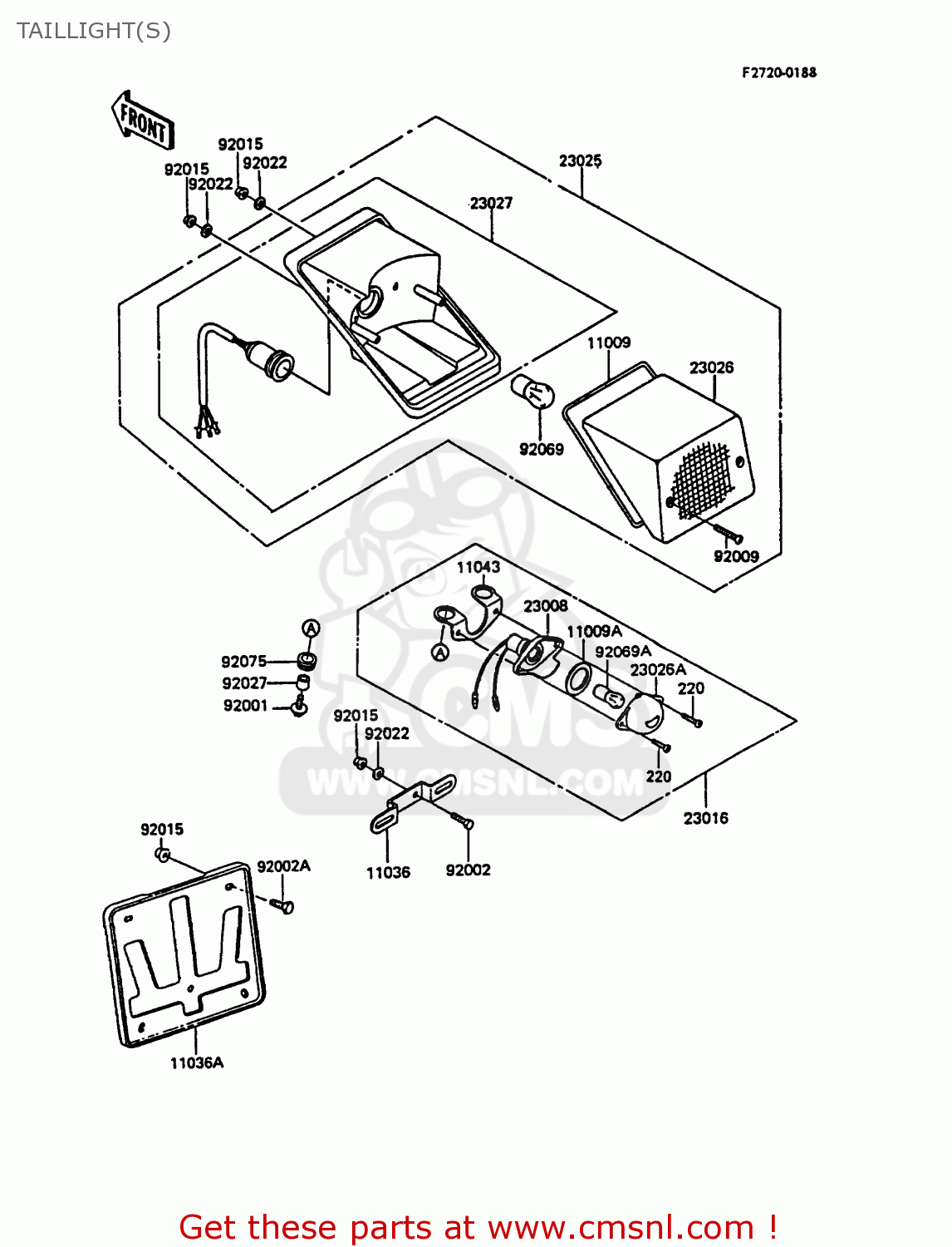 TAILLIGHT(S) KL600A3 KLR600 1988 ITALY
