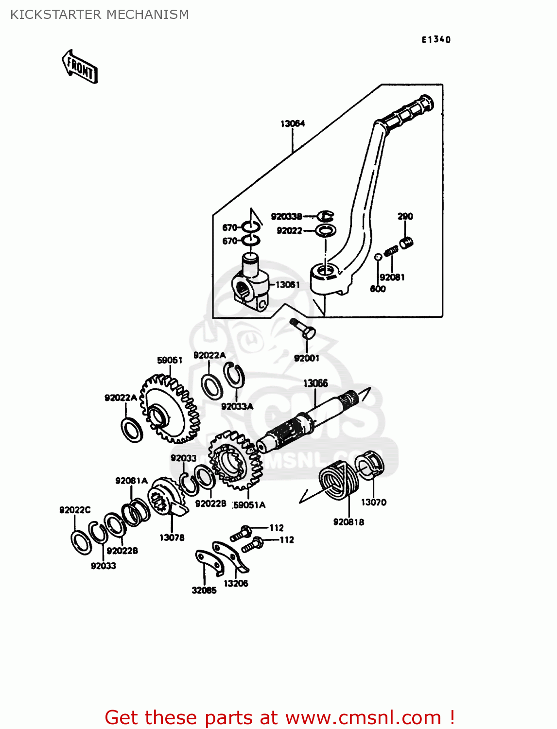 KICKSTARTER MECHANISM KL600A5 KLR600 1990 ITALY