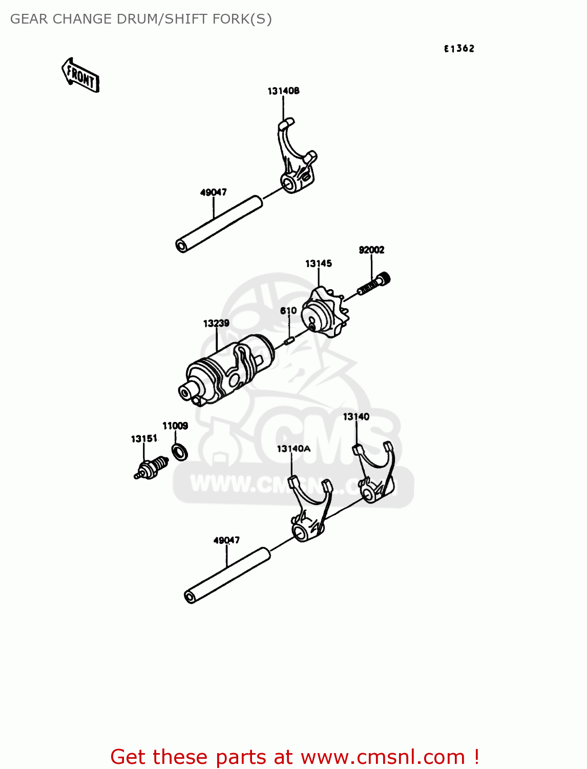 GEAR CHANGE DRUM/SHIFT FORK(S) KL600A5 KLR600 1990 ITALY