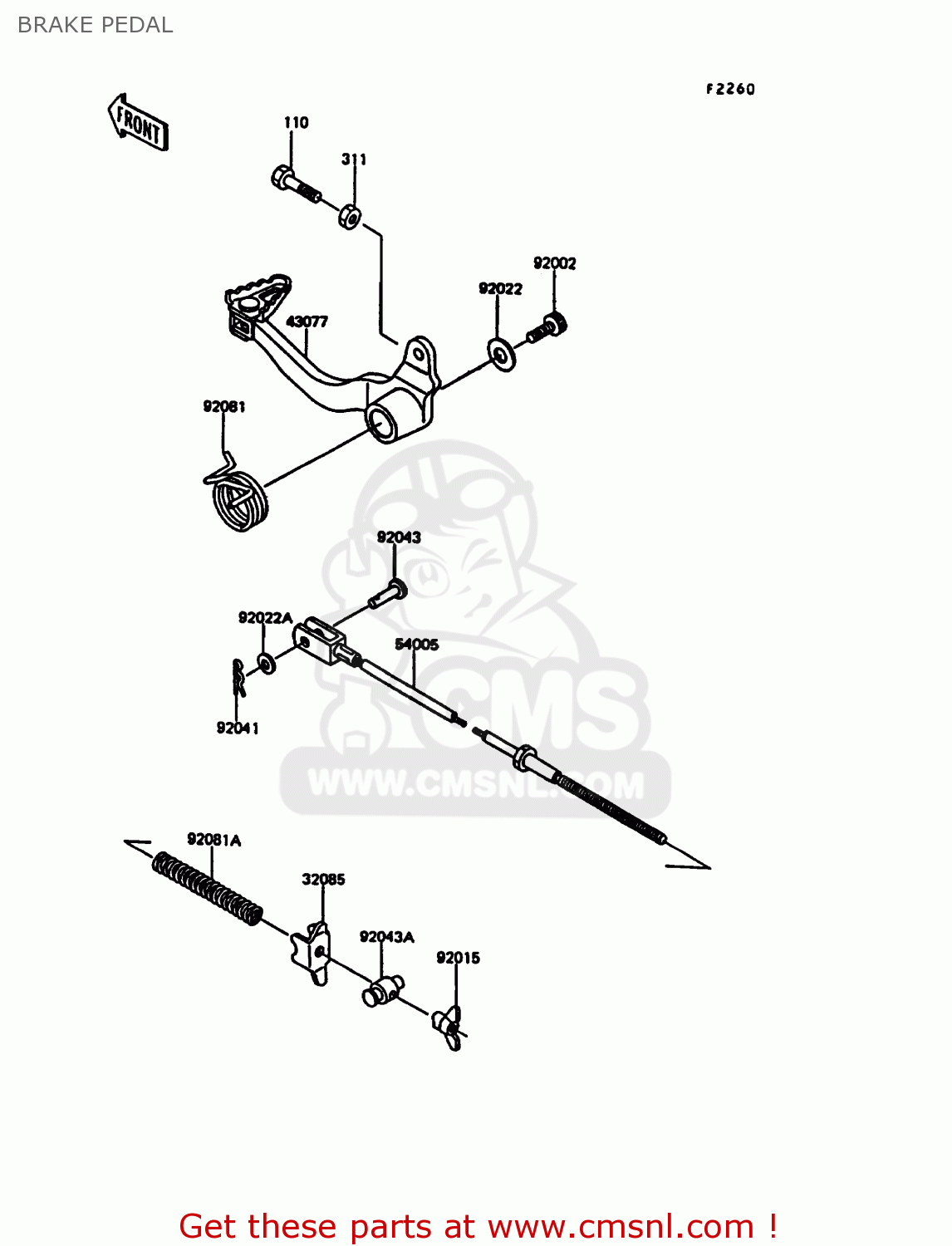 BRAKE PEDAL KL600A5 KLR600 1990 ITALY