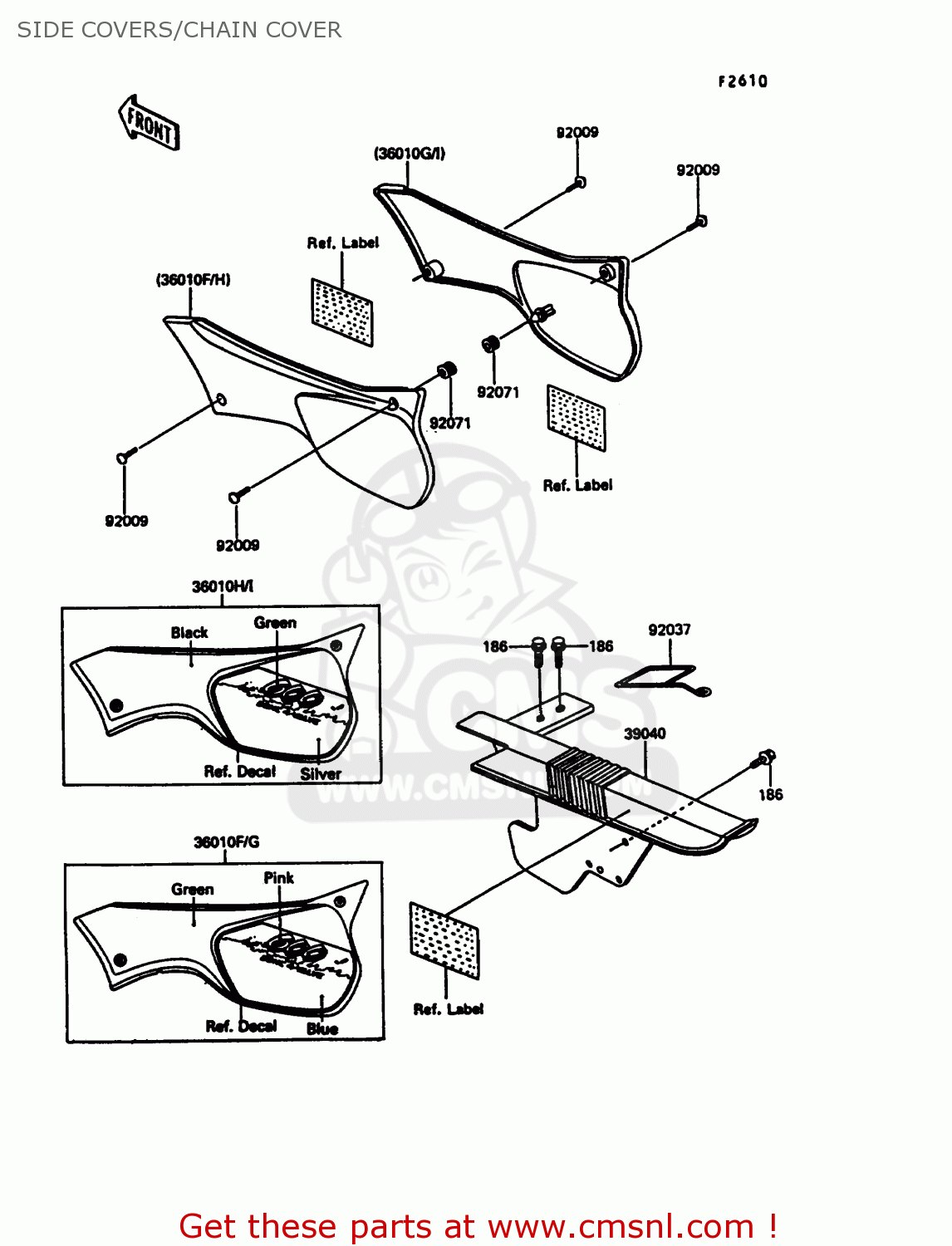 SIDE COVERS/CHAIN COVER KL600A5 KLR600 1990 ITALY
