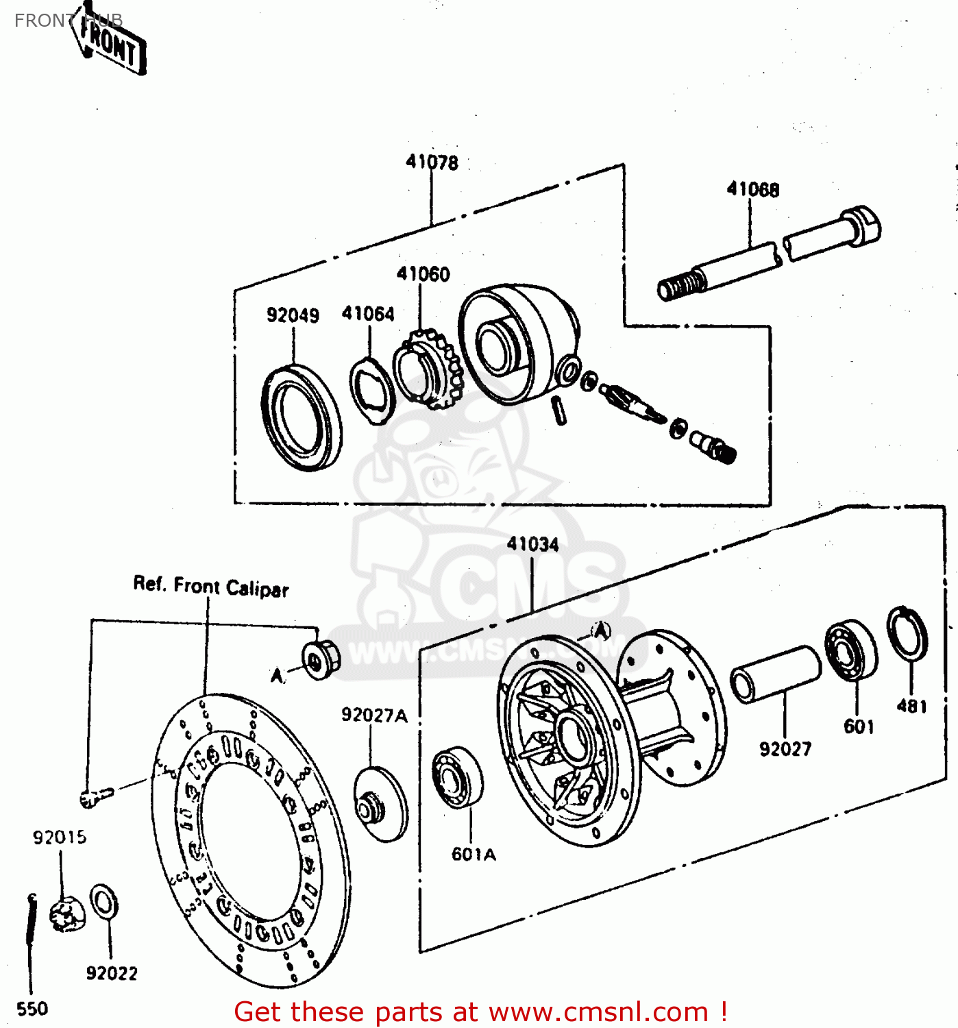 FRONT HUB KL600B1 1985 EUROPE UK FR GR IT NR SD WK