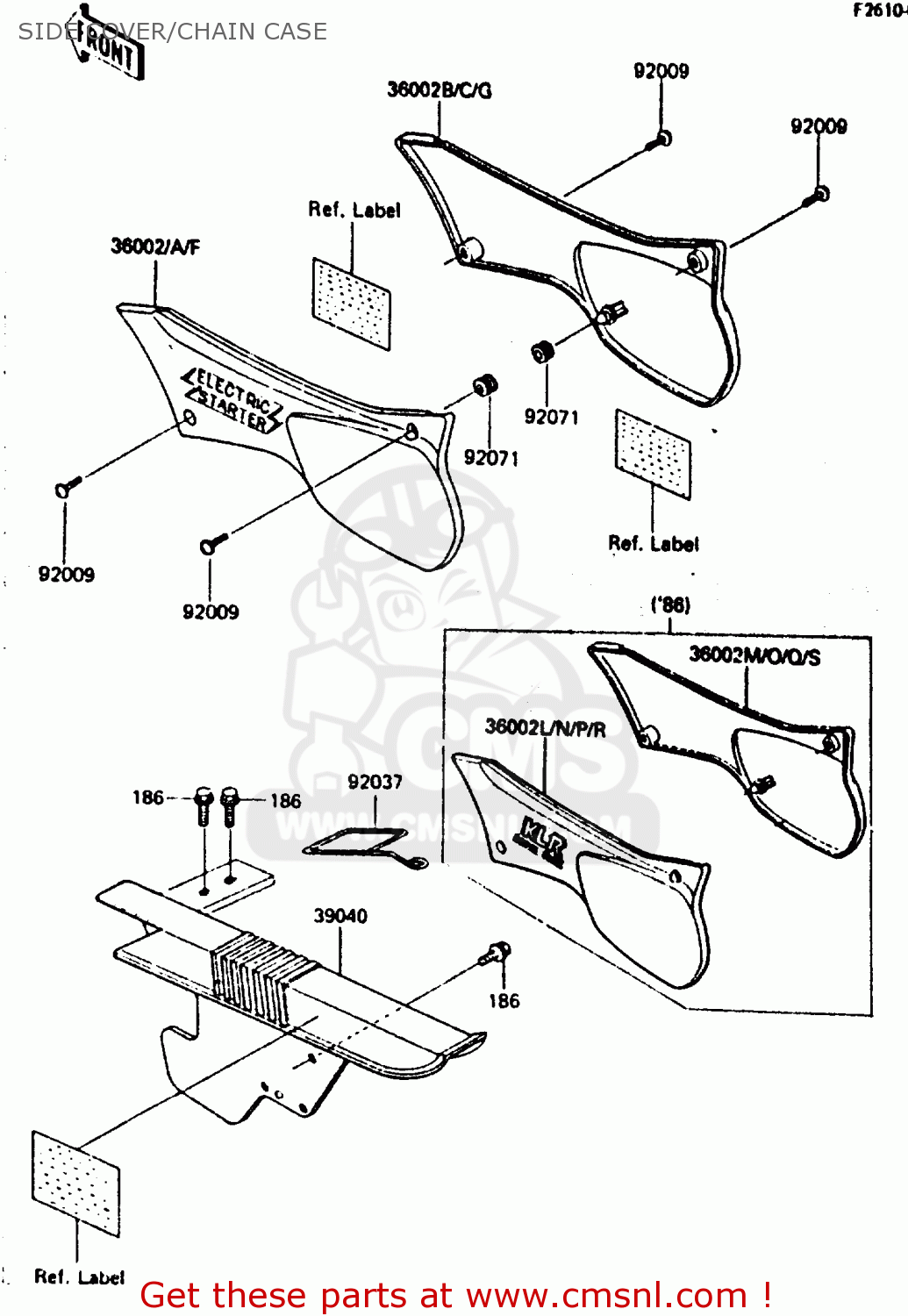 SIDE COVER/CHAIN CASE KL600B1 1985 EUROPE UK FR GR IT NR SD WK