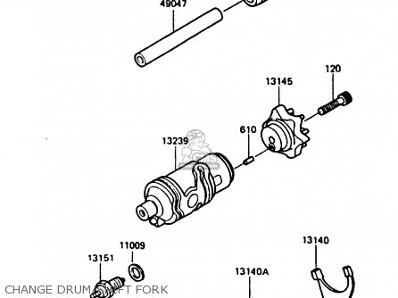CHANGE DRUM/SHIFT FORK - KL600B1 1985 EUROPE UK FR GR IT NR SD WK