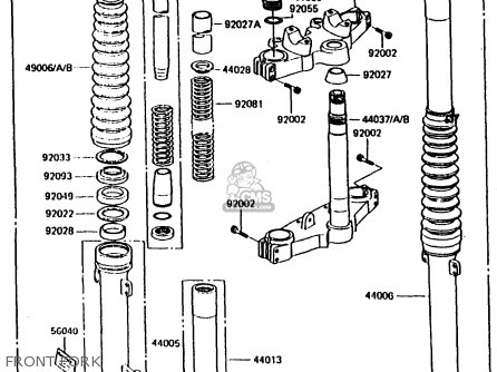 FRONT FORK - KL600B1 1985 EUROPE UK FR GR IT NR SD WK