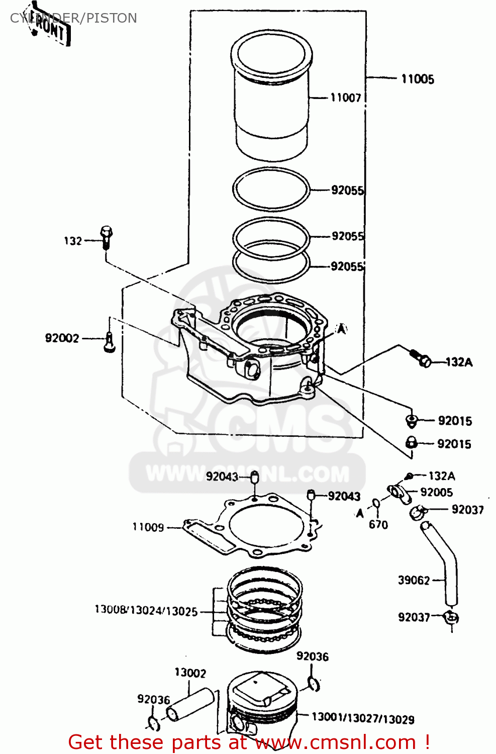 CYLINDER/PISTON KL600B2 1986 EUROPE UK FR CP GR IT NR SD SP WG