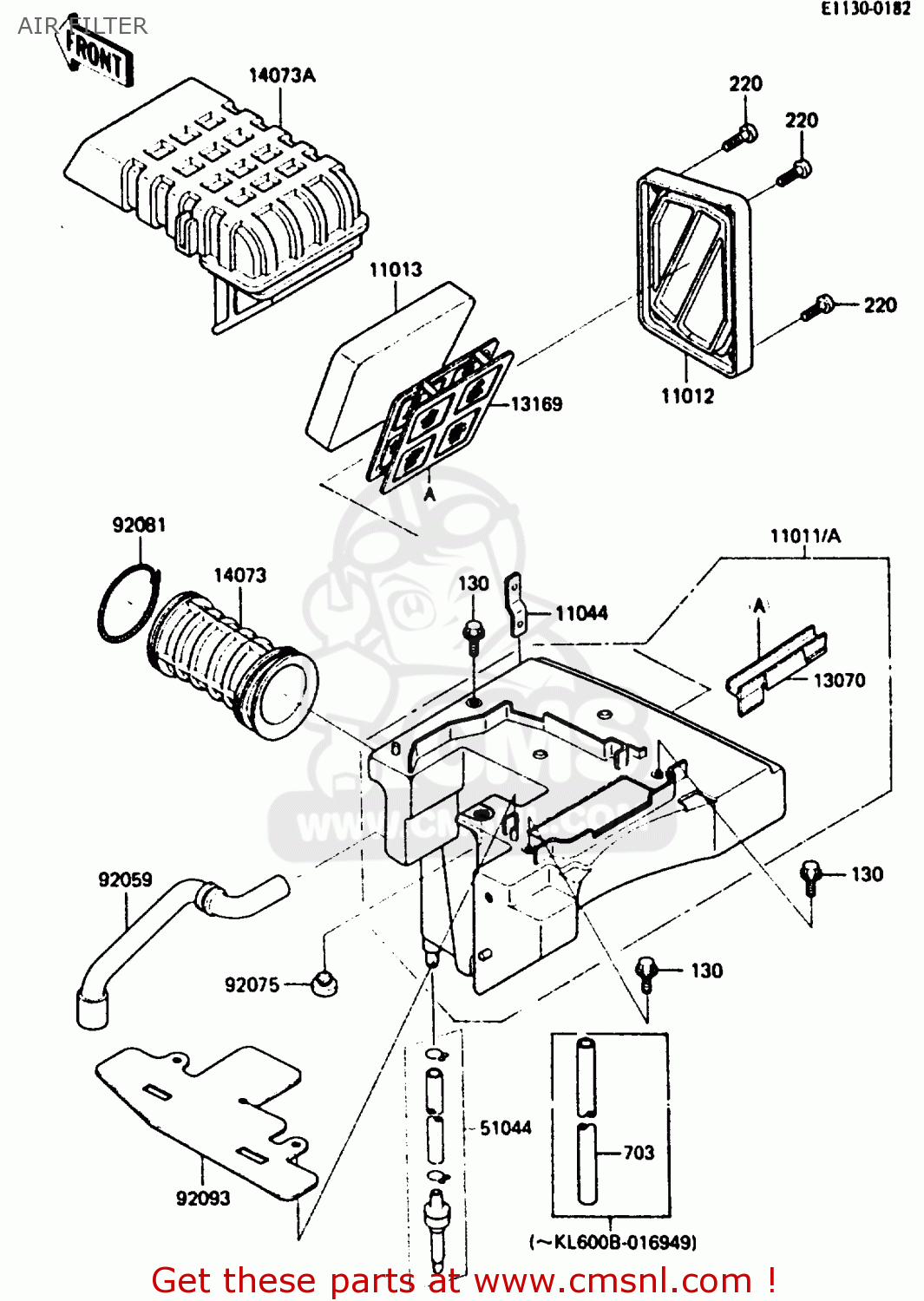 AIR FILTER KL600B2 1986 EUROPE UK FR CP GR IT NR SD SP WG