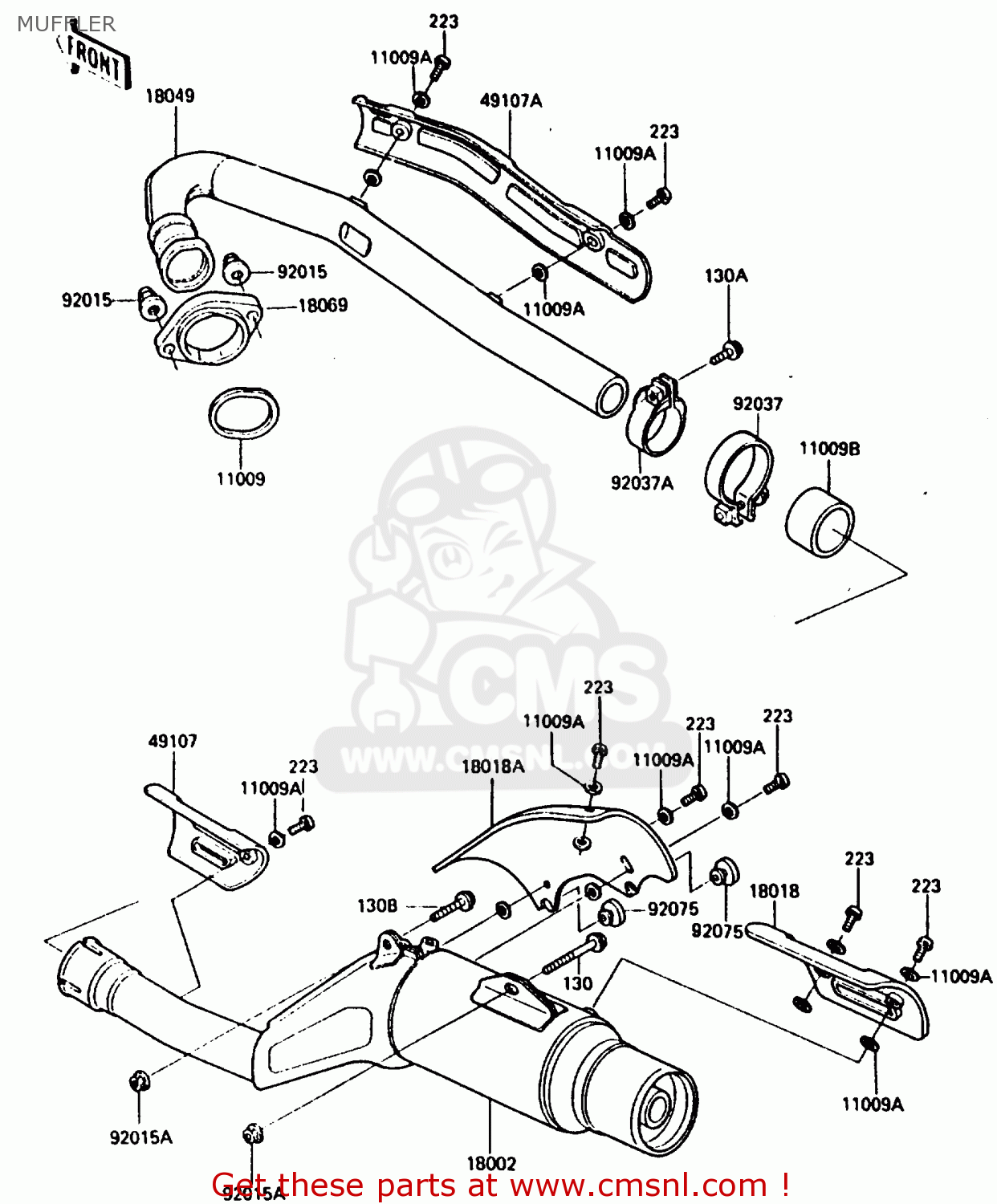 MUFFLER KL600B2 1986 EUROPE UK FR CP GR IT NR SD SP WG