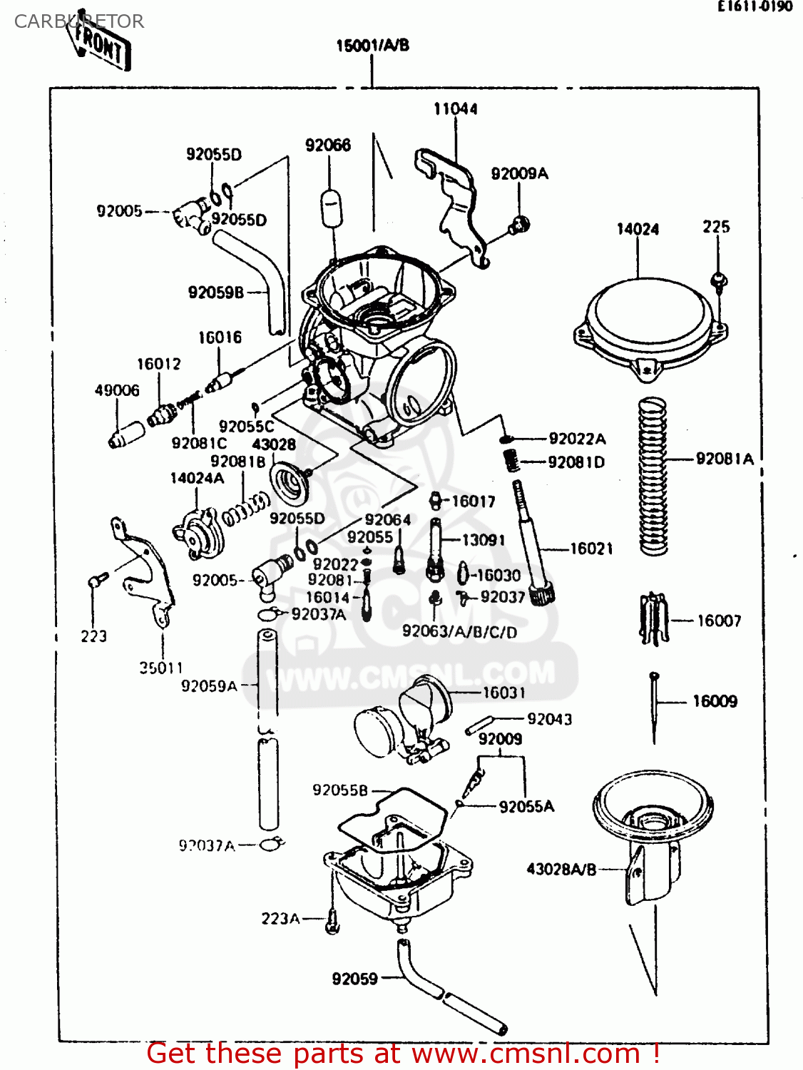 CARBURETOR KL600B2 1986 EUROPE UK FR CP GR IT NR SD SP WG
