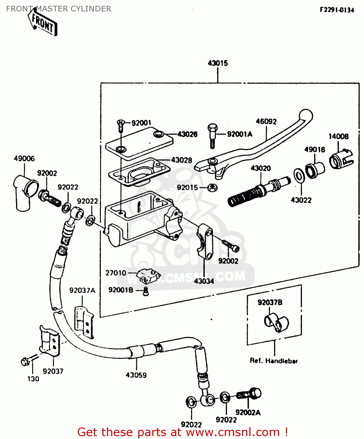 FRONT MASTER CYLINDER KL600B2 1986 EUROPE UK FR CP GR IT NR SD SP WG