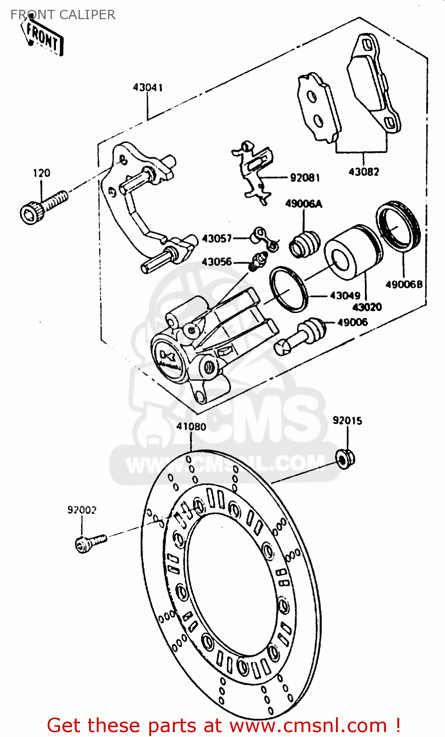 FRONT CALIPER KL600B2 1986 EUROPE UK FR CP GR IT NR SD SP WG