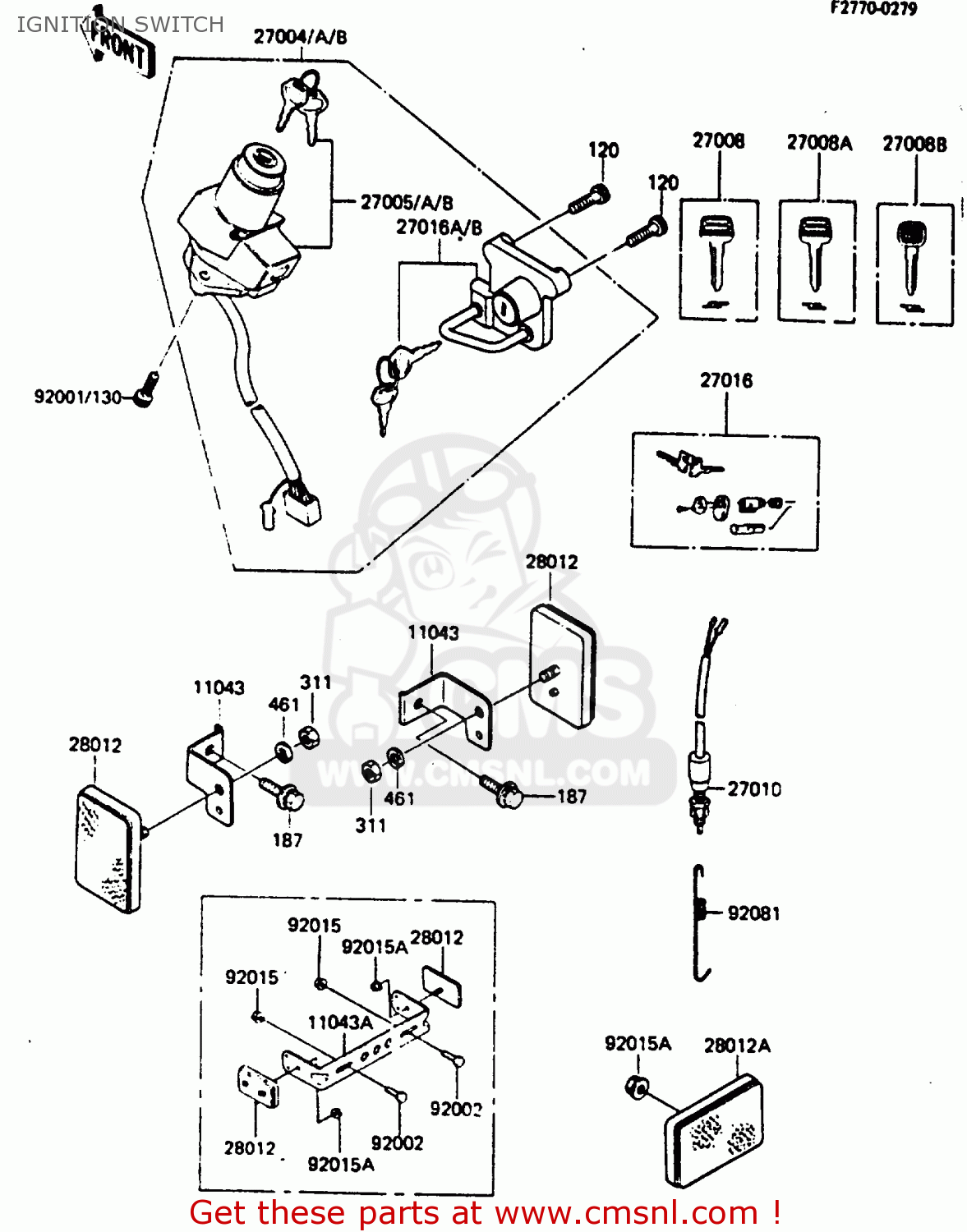 IGNITION SWITCH KL600B2 1986 EUROPE UK FR CP GR IT NR SD SP WG
