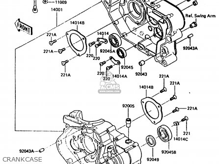 CRANKCASE - KL600B2 1986 EUROPE UK FR CP GR IT NR SD SP WG
