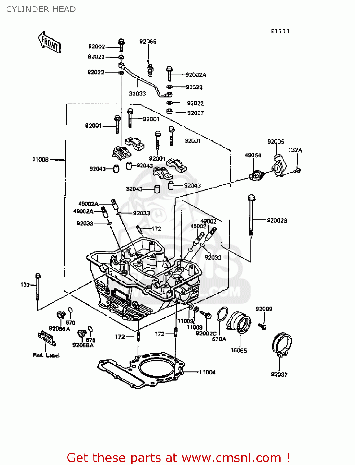 CYLINDER HEAD KL600B4 KLR600 1988 EUROPE UK FG
