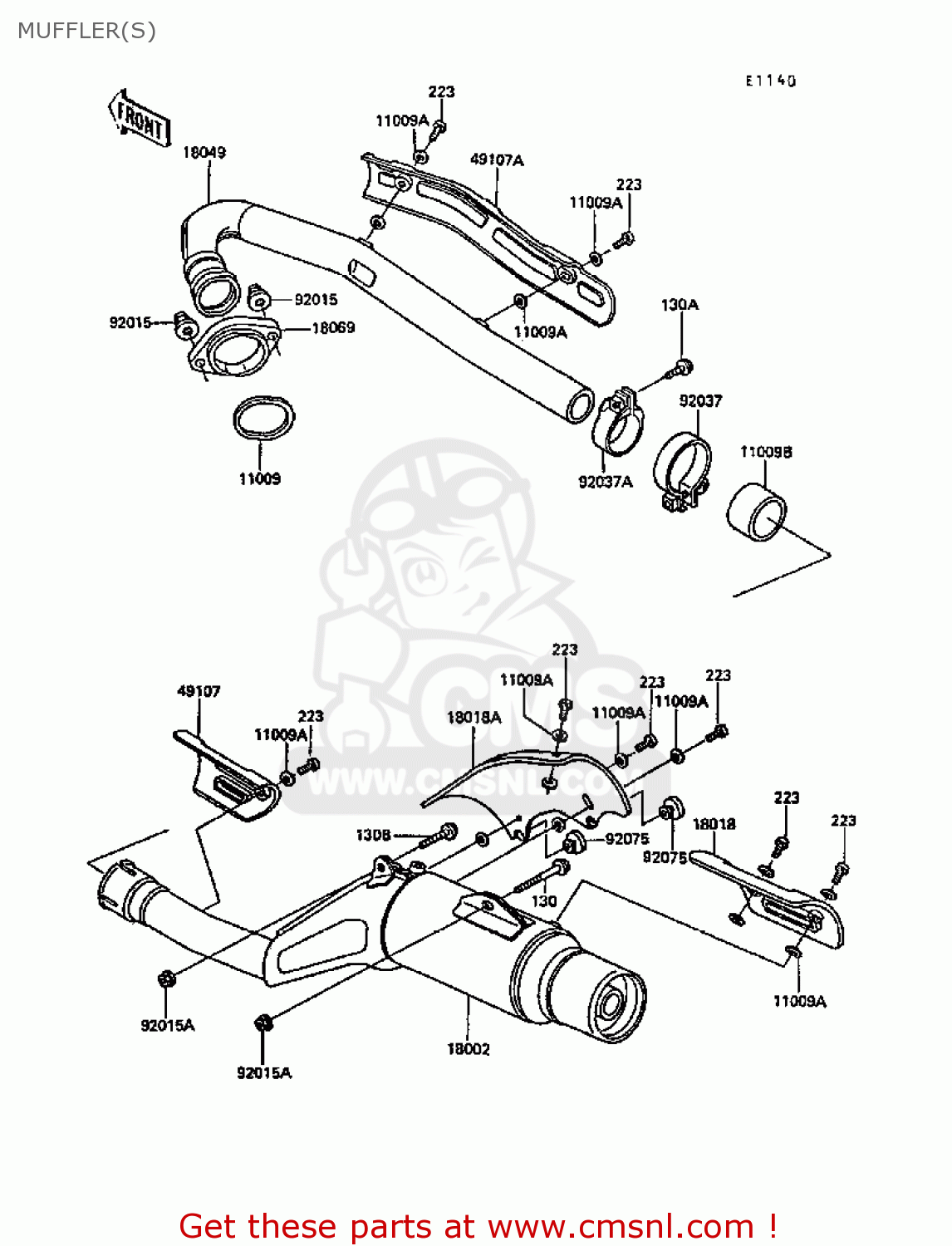 MUFFLER(S) KL600B4 KLR600 1988 EUROPE UK FG