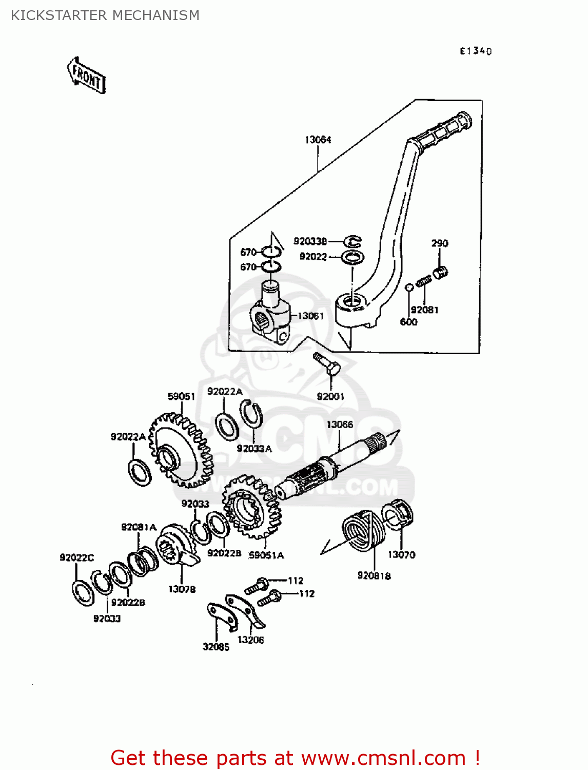 KICKSTARTER MECHANISM KL600B4 KLR600 1988 EUROPE UK FG