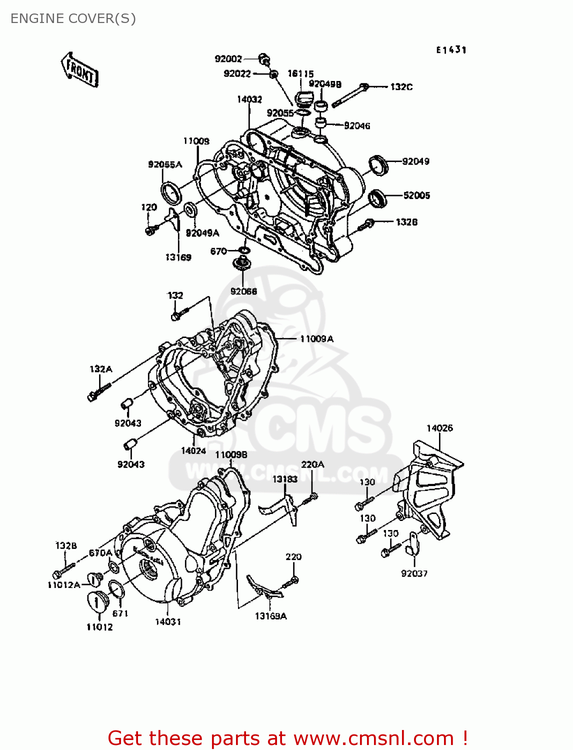 ENGINE COVER(S) KL600B4 KLR600 1988 EUROPE UK FG