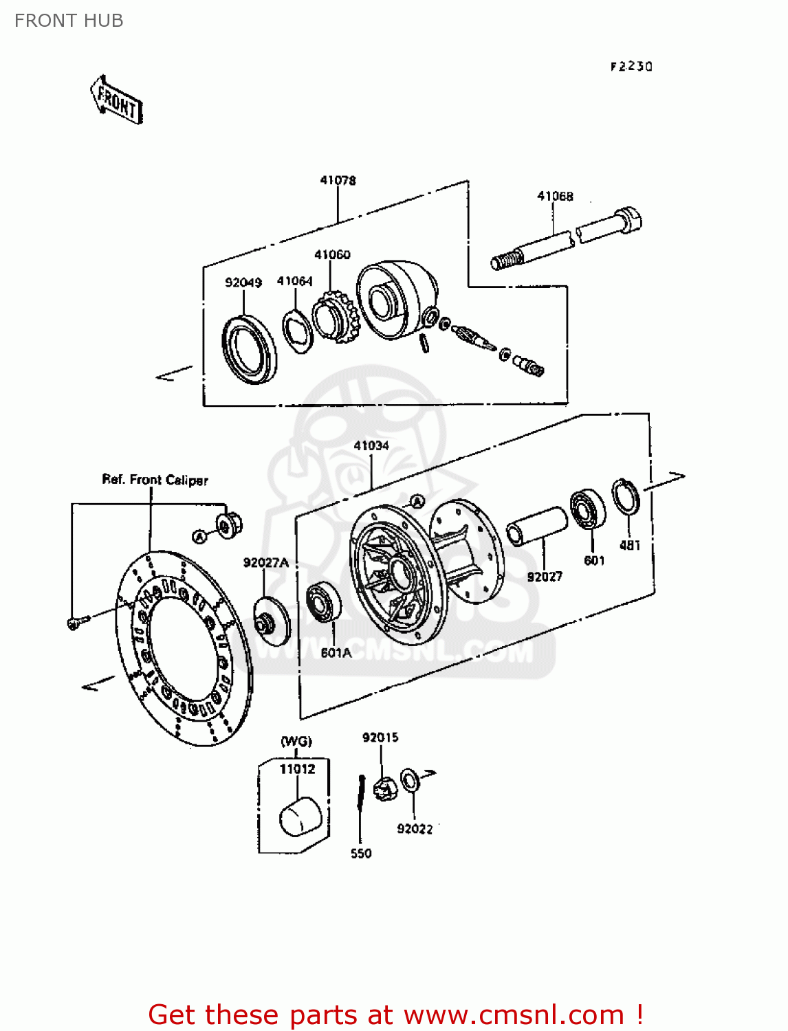 FRONT HUB KL600B4 KLR600 1988 EUROPE UK FG
