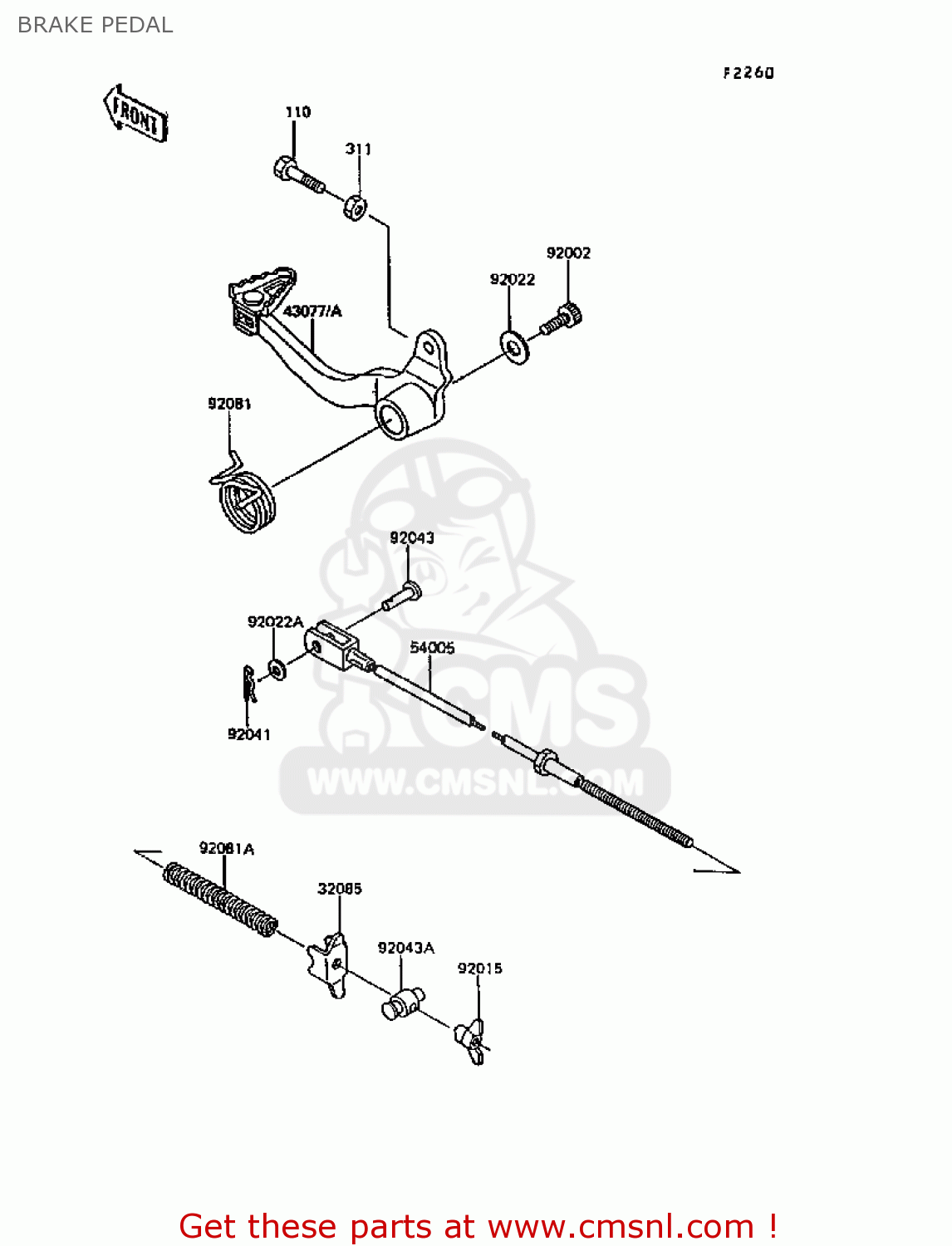 BRAKE PEDAL KL600B4 KLR600 1988 EUROPE UK FG