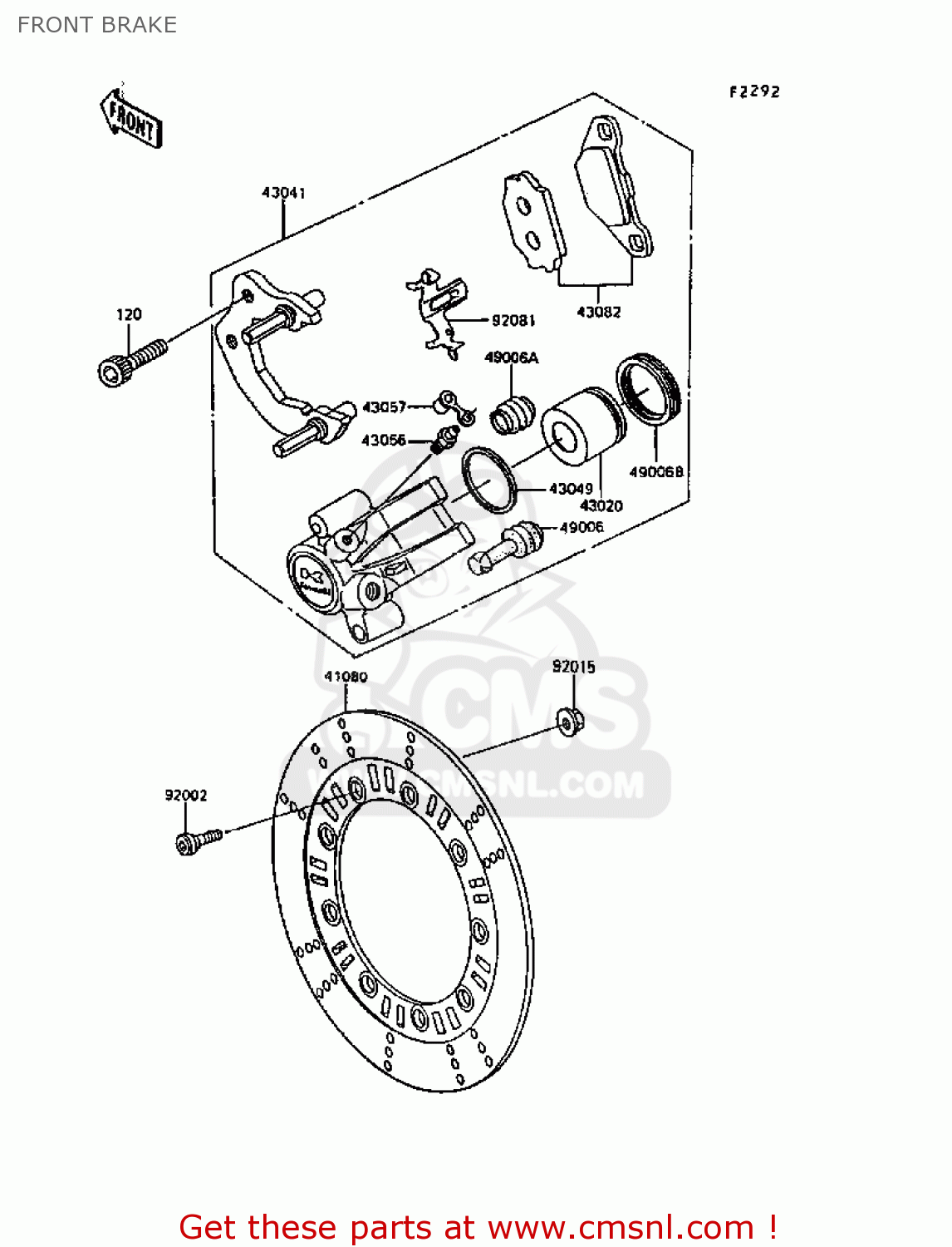 FRONT BRAKE KL600B4 KLR600 1988 EUROPE UK FG