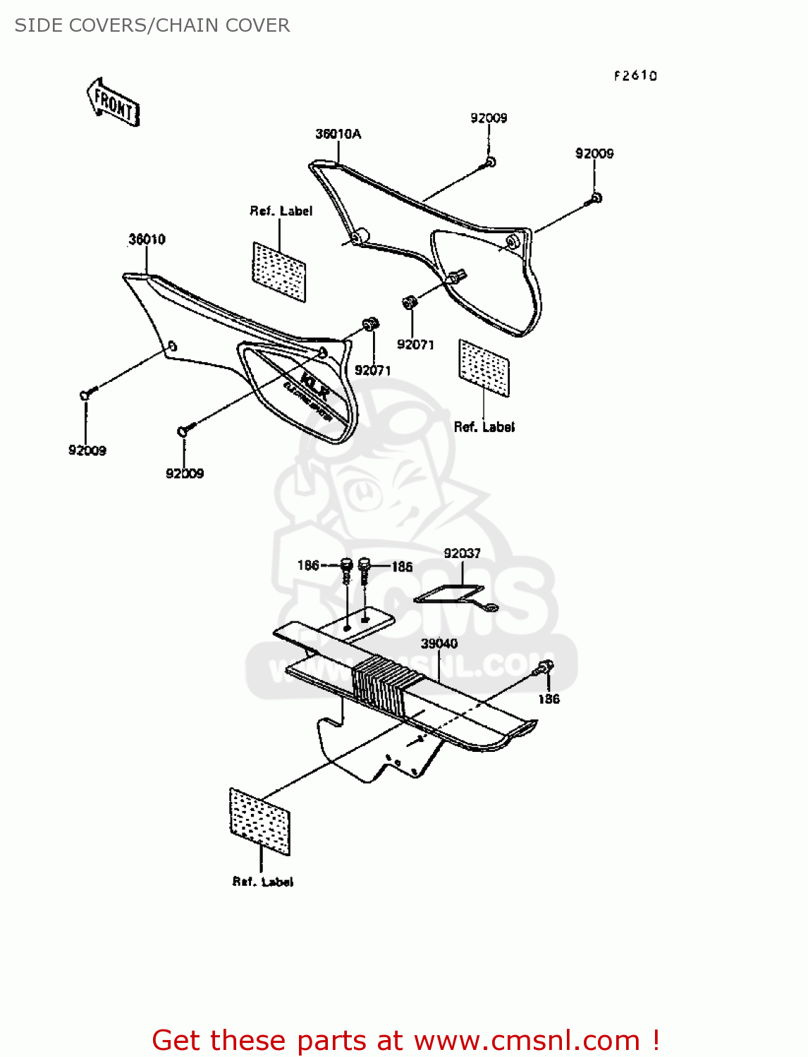 SIDE COVERS/CHAIN COVER KL600B4 KLR600 1988 EUROPE UK FG