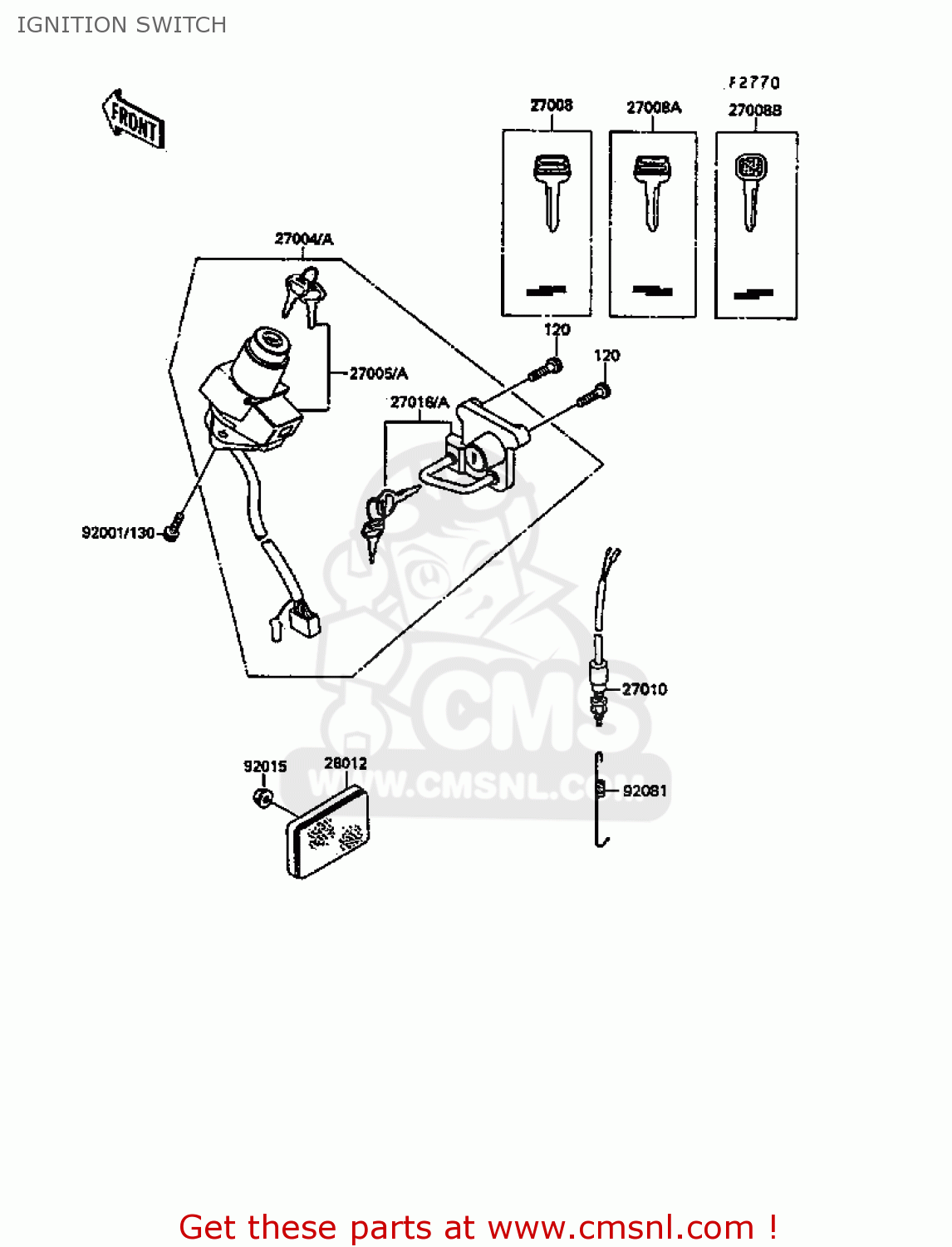 IGNITION SWITCH KL600B4 KLR600 1988 EUROPE UK FG