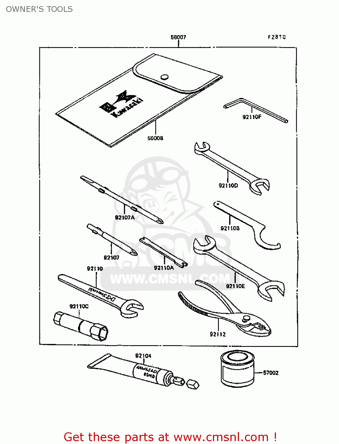 OWNER'S TOOLS KL600B4 KLR600 1988 EUROPE UK FG
