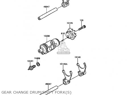 GEAR CHANGE DRUM/SHIFT FORK(S) - KL600B4 KLR600 1988 EUROPE UK FG