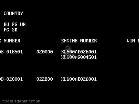 Model Identification - KL600B4 KLR600 1988 EUROPE UK FG