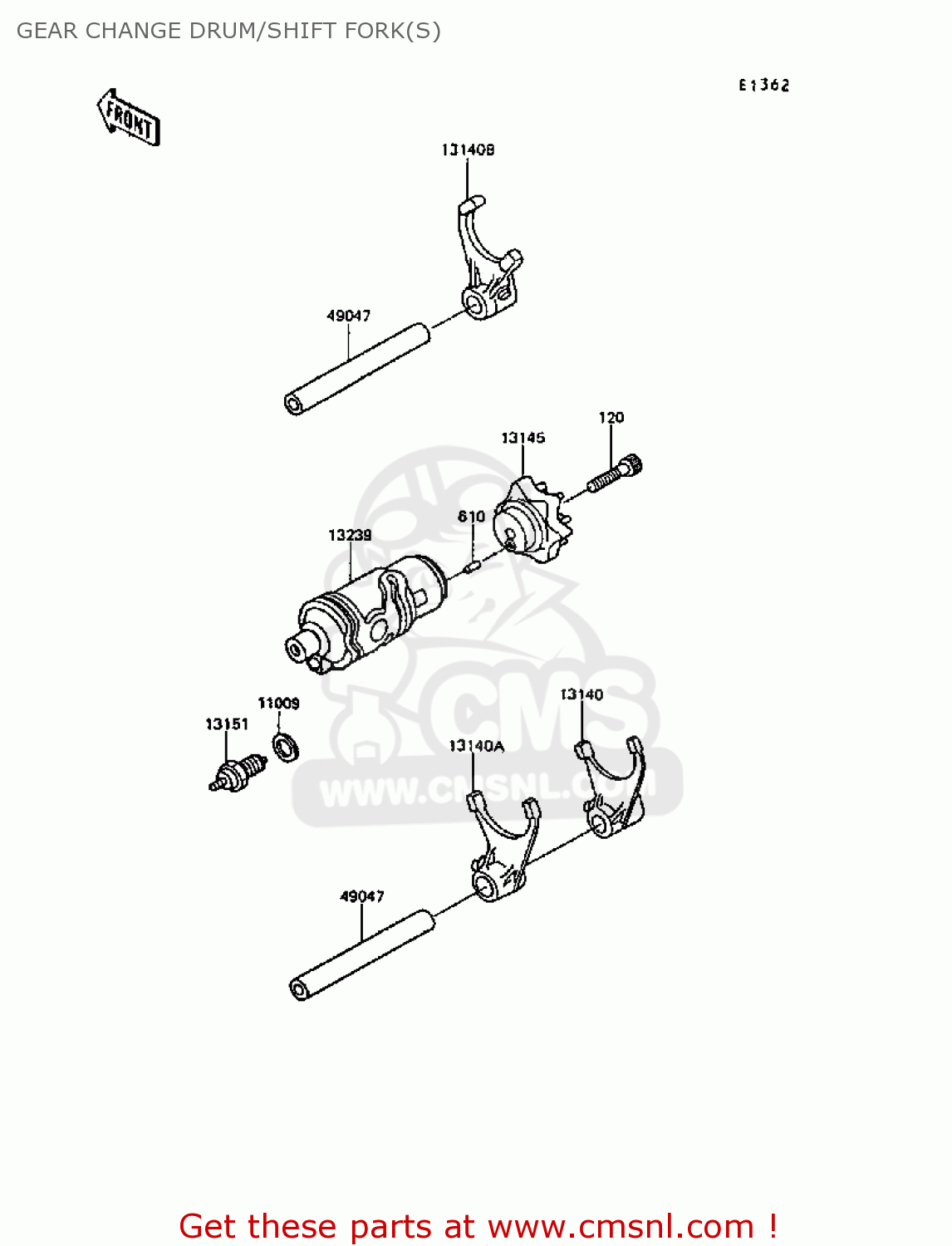 GEAR CHANGE DRUM/SHIFT FORK(S) KL600B5 KLR600 1989 SWEDEN FG
