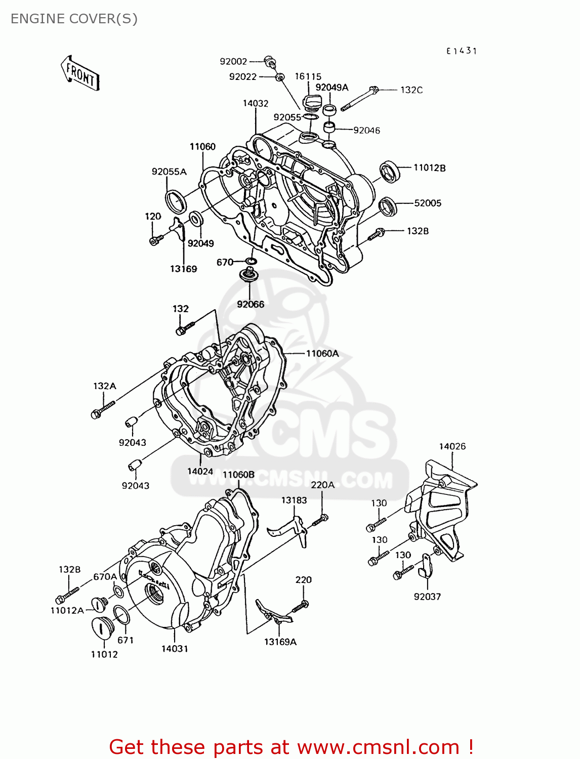 ENGINE COVER(S) KL600B6 KLR600 1991 ITALY