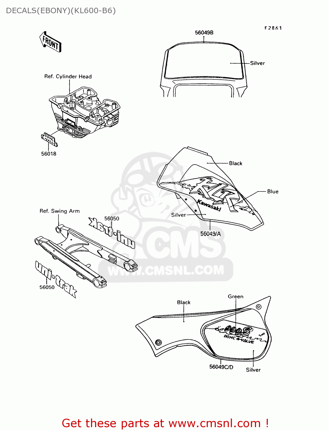 DECALS(EBONY)(KL600-B6) KL600B6 KLR600 1991 ITALY