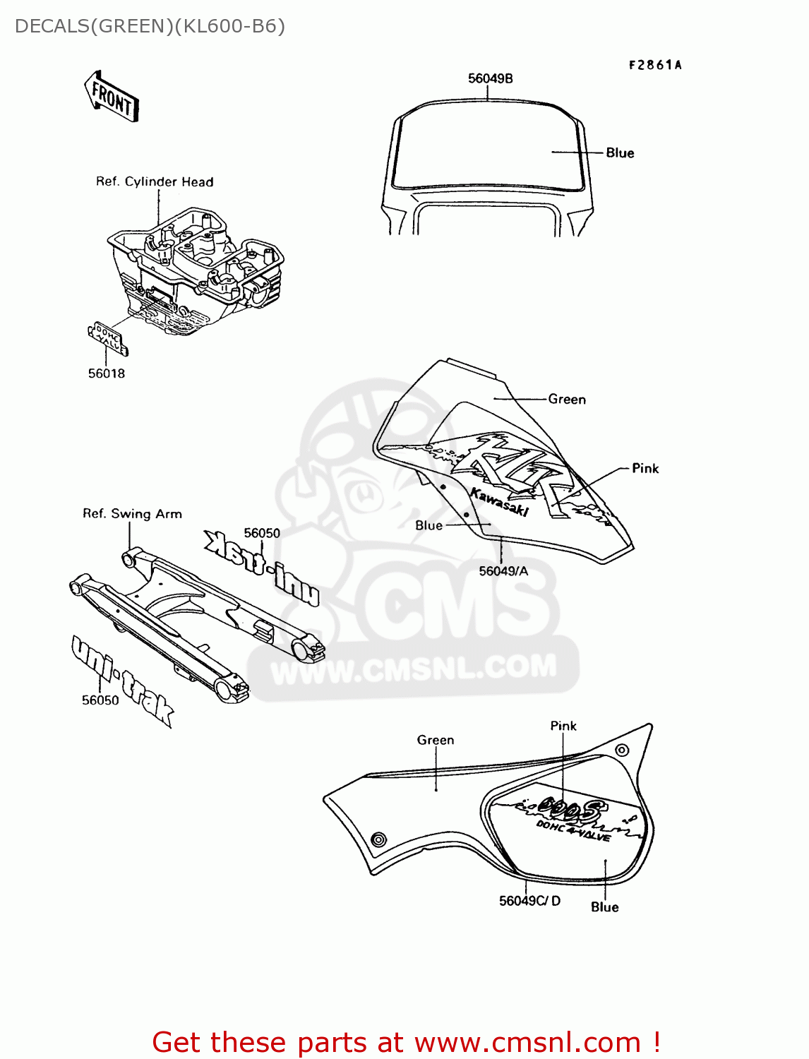 DECALS(GREEN)(KL600-B6) KL600B6 KLR600 1991 ITALY