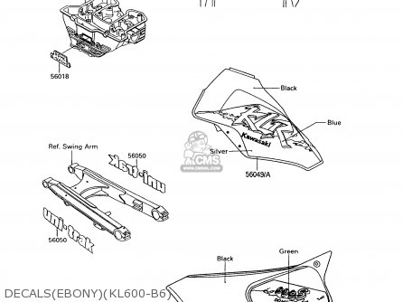 DECALS(EBONY)(KL600-B6) - KL600B6 KLR600 1991 ITALY