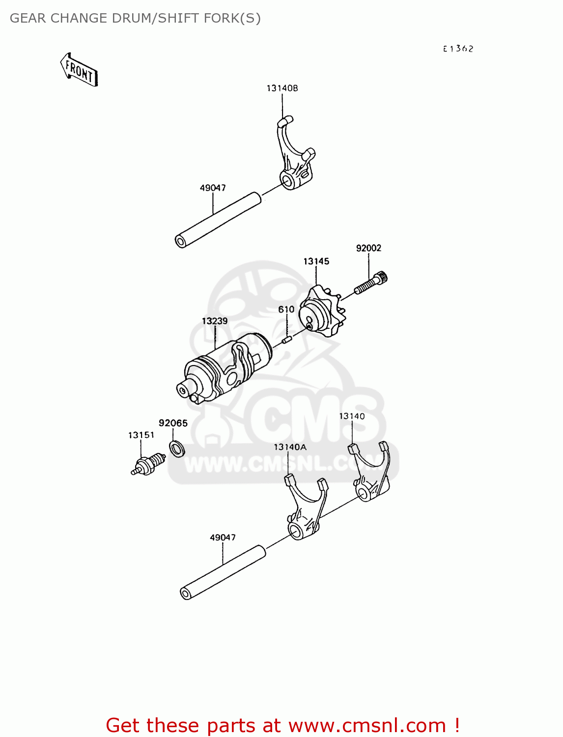GEAR CHANGE DRUM/SHIFT FORK(S) KL600B7 KLR600 1992 ITALY