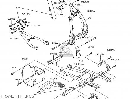 FRAME FITTINGS - KL600B7 KLR600 1992 ITALY
