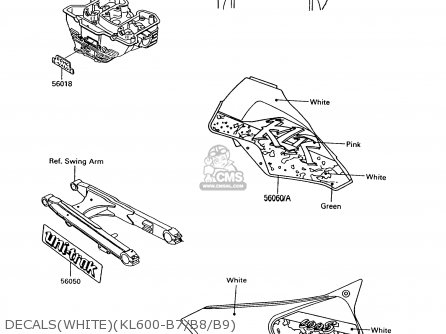 DECALS(WHITE)(KL600-B7/B8/B9) - KL600B7 KLR600 1992 ITALY