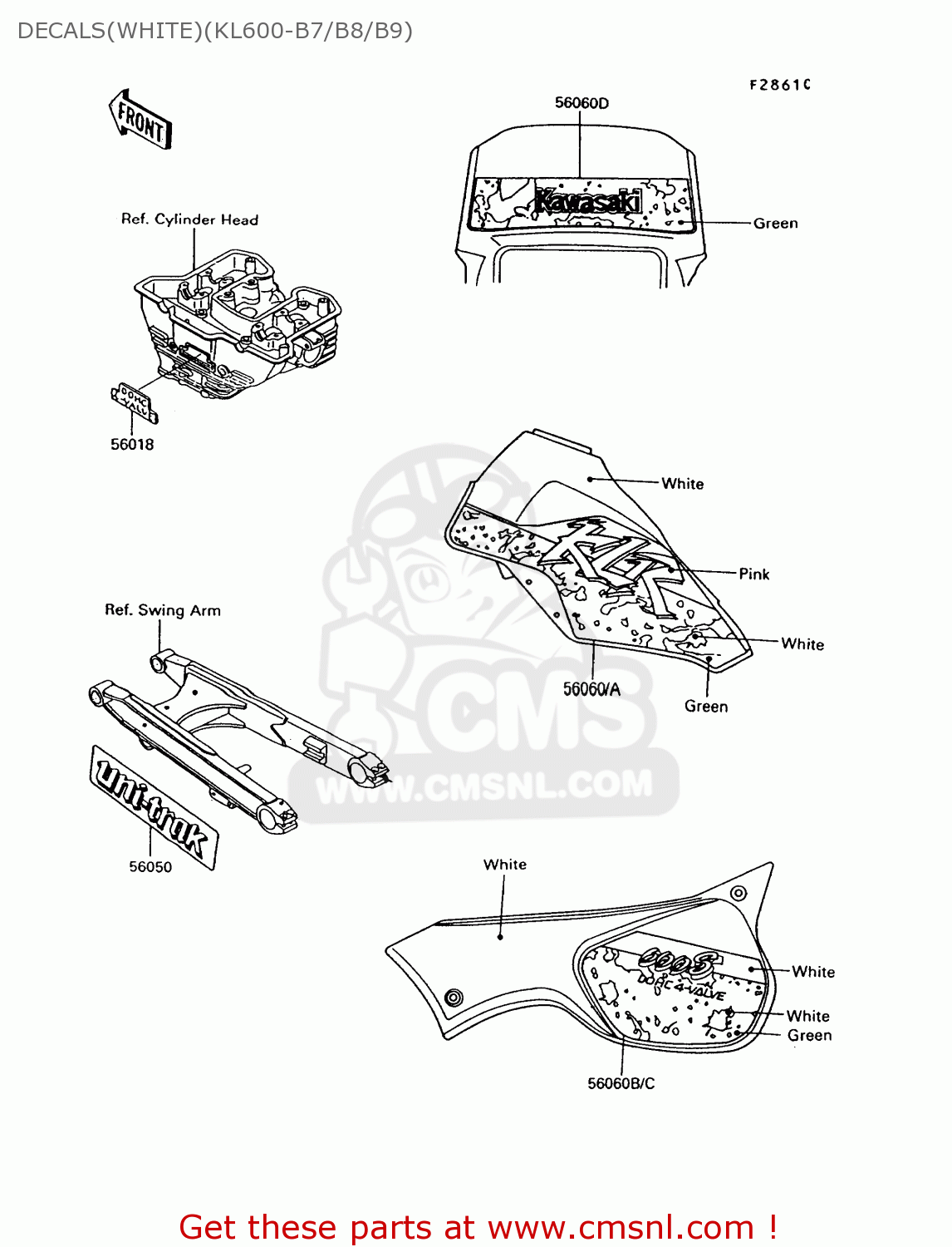 DECALS(WHITE)(KL600-B7/B8/B9) KL600B9 KLR600 1994 ITALY