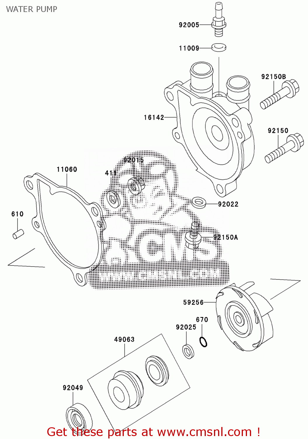 Kawasaki KL650C9 KLR650 2003 EUROPE,MIDDLE EAST,AFRICA WATER PUMP