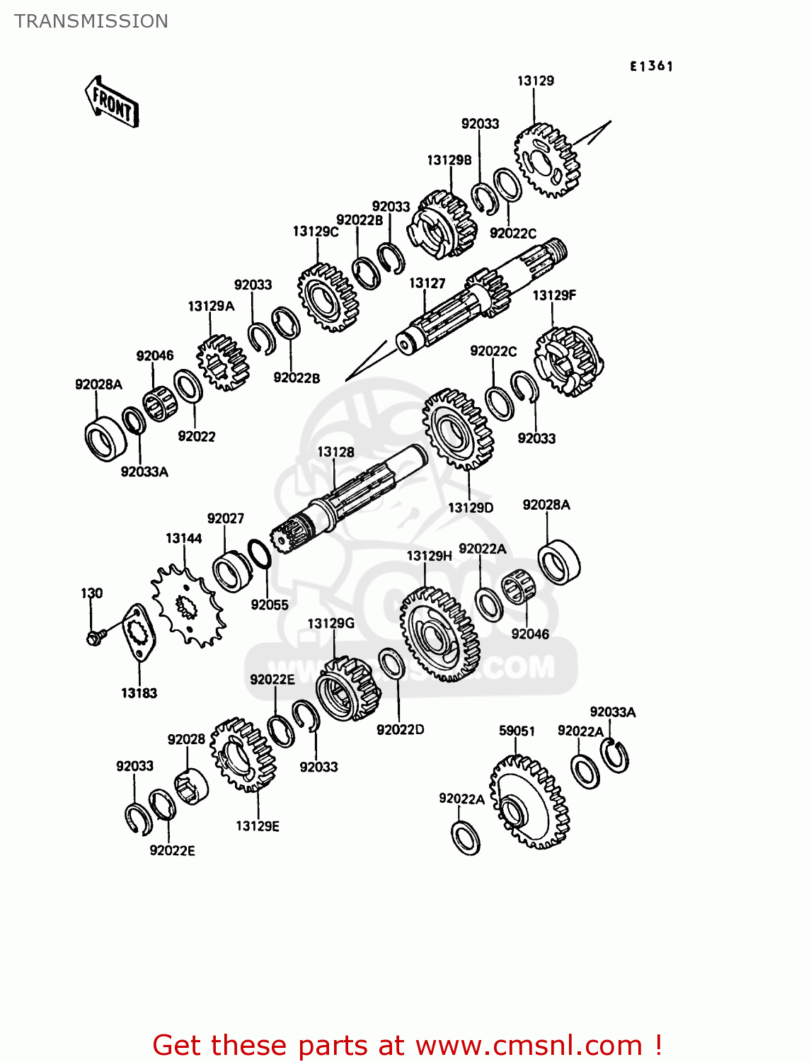 TRANSMISSION KL650A1 KLR650 1987 EUROPE FR UK AR FG GR IT NR SD SP ST