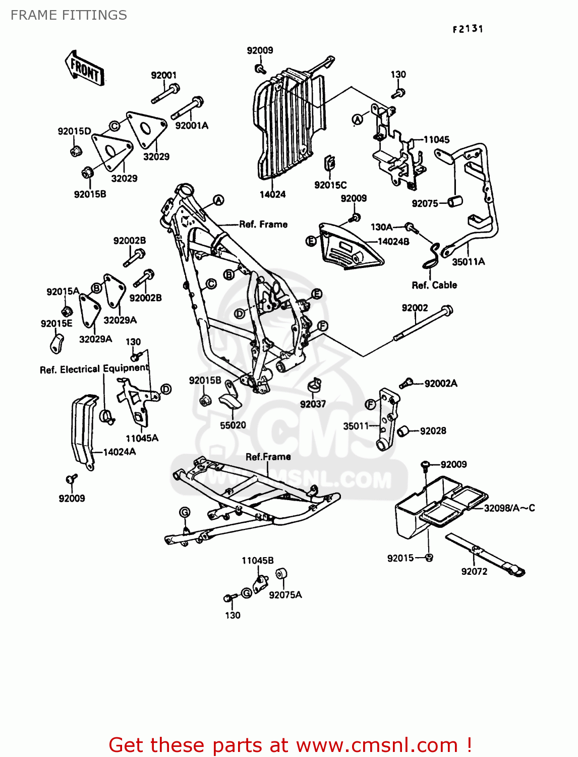 FRAME FITTINGS KL650A1 KLR650 1987 EUROPE FR UK AR FG GR IT NR SD SP ST