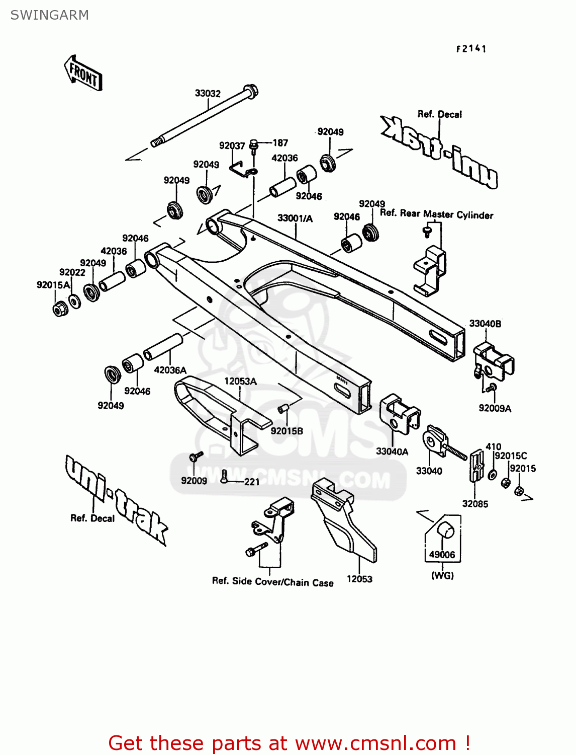 SWINGARM KL650A1 KLR650 1987 EUROPE FR UK AR FG GR IT NR SD SP ST