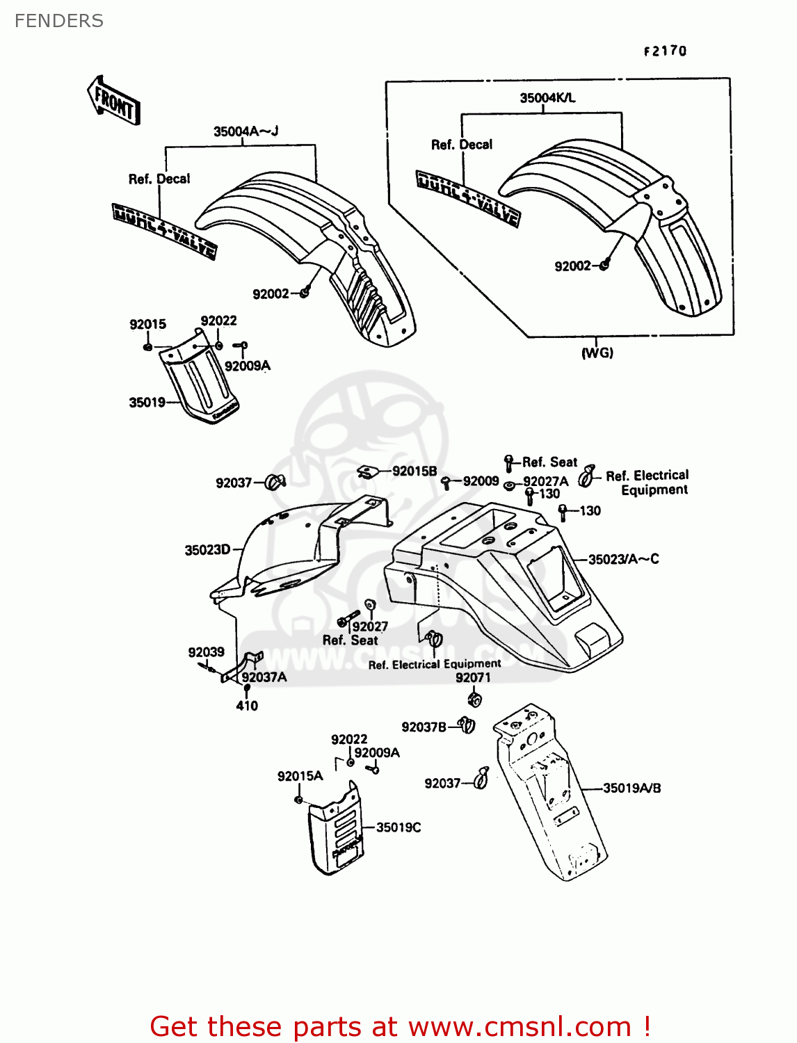FENDERS KL650A1 KLR650 1987 EUROPE FR UK AR FG GR IT NR SD SP ST