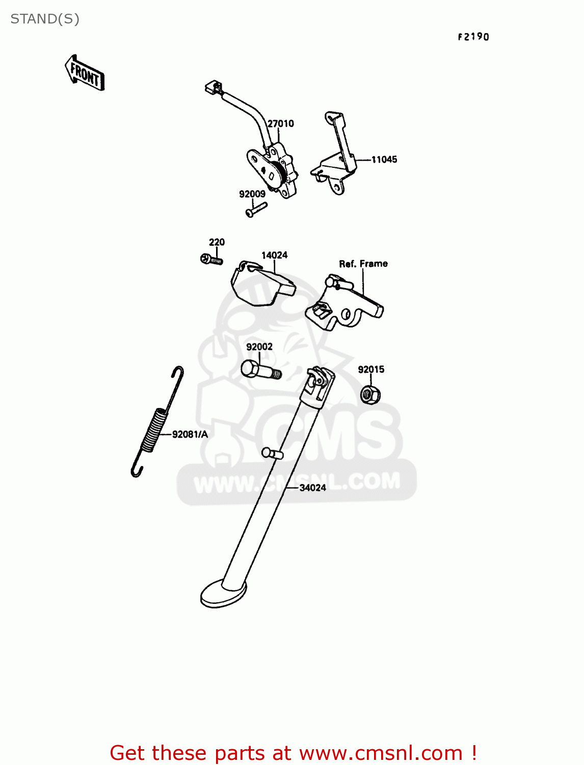 STAND(S) KL650A1 KLR650 1987 EUROPE FR UK AR FG GR IT NR SD SP ST