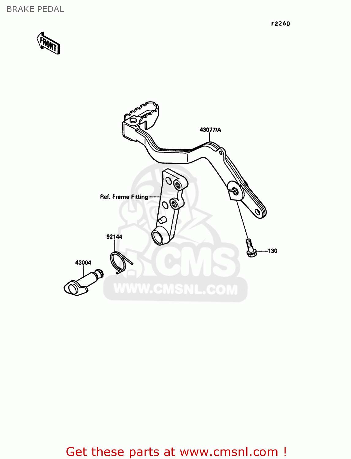 BRAKE PEDAL KL650A1 KLR650 1987 EUROPE FR UK AR FG GR IT NR SD SP ST