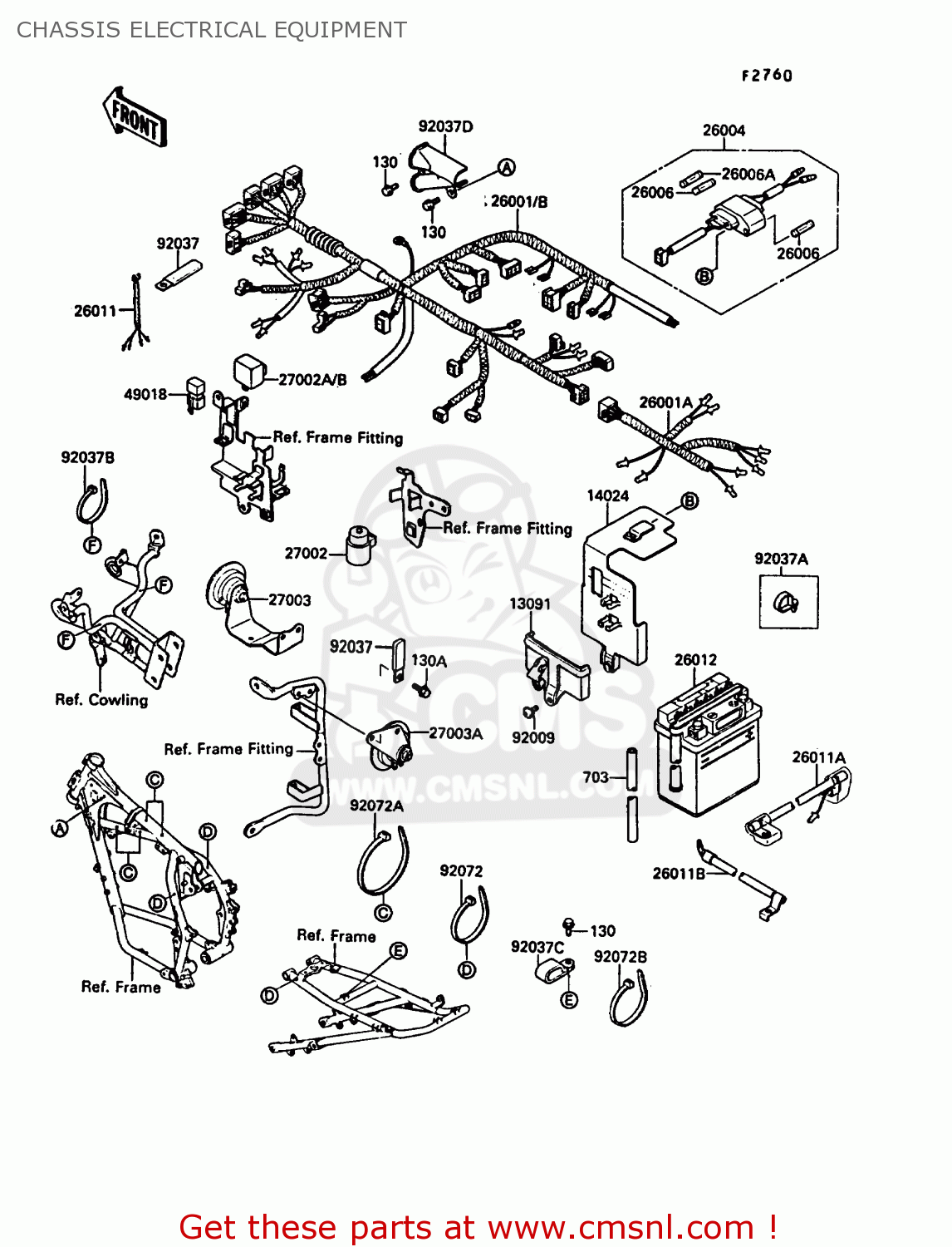 CHASSIS ELECTRICAL EQUIPMENT KL650A1 KLR650 1987 EUROPE FR UK AR FG GR IT NR SD SP ST