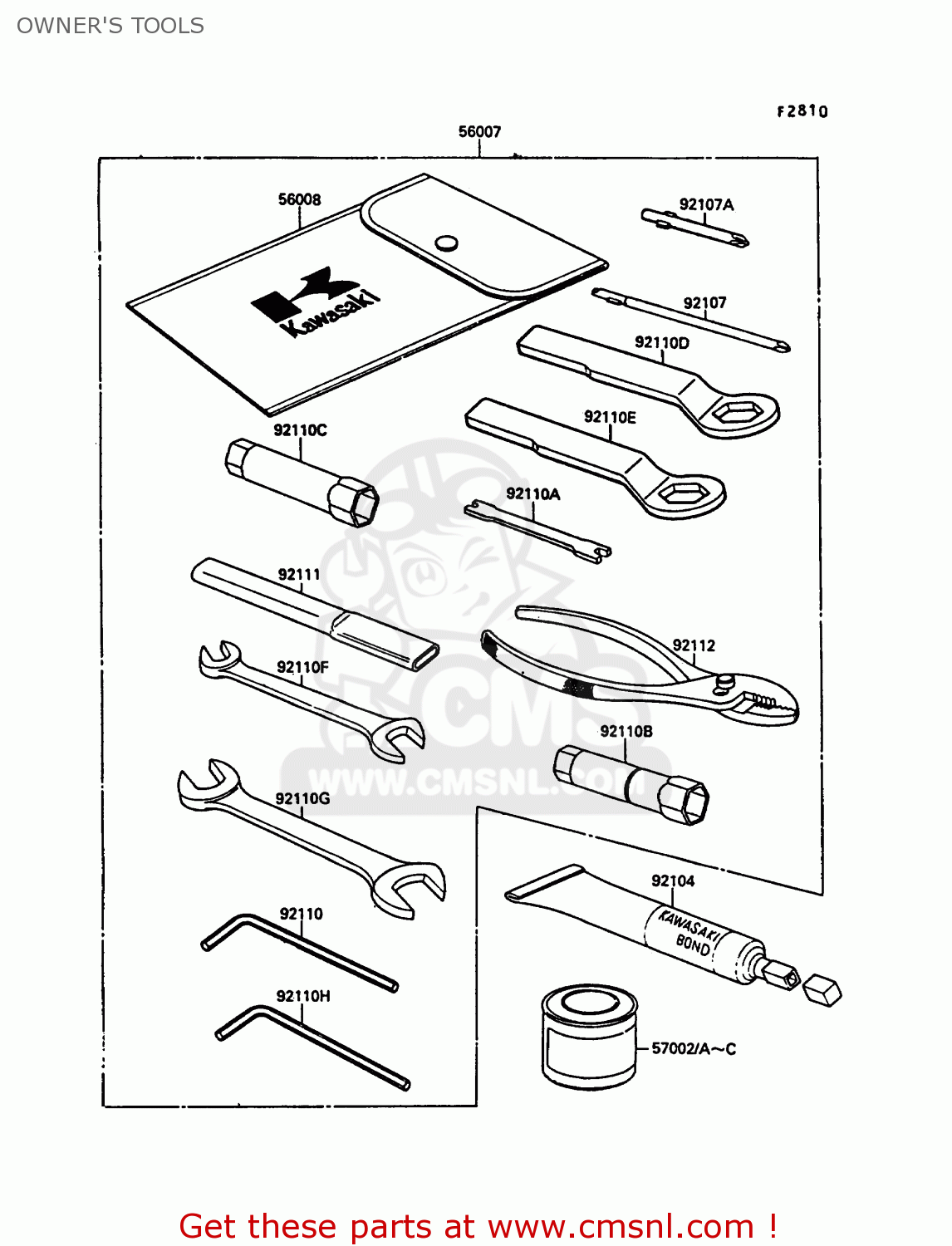 OWNER'S TOOLS KL650A1 KLR650 1987 EUROPE FR UK AR FG GR IT NR SD SP ST