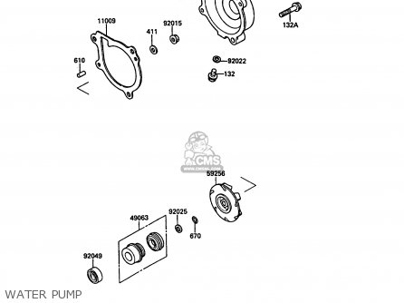 WATER PUMP - KL650A1 KLR650 1987 EUROPE FR UK AR FG GR IT NR SD SP ST