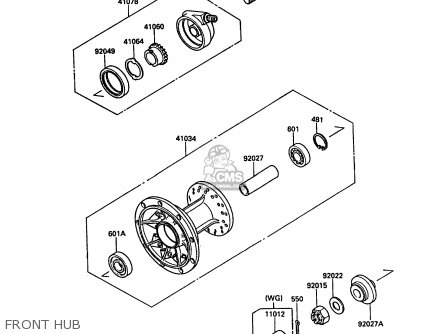 FRONT HUB - KL650A1 KLR650 1987 EUROPE FR UK AR FG GR IT NR SD SP ST