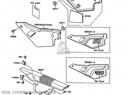 SIDE COVERS/CHAIN COVER - KL650A1 KLR650 1987 EUROPE FR UK AR FG GR IT NR SD SP ST